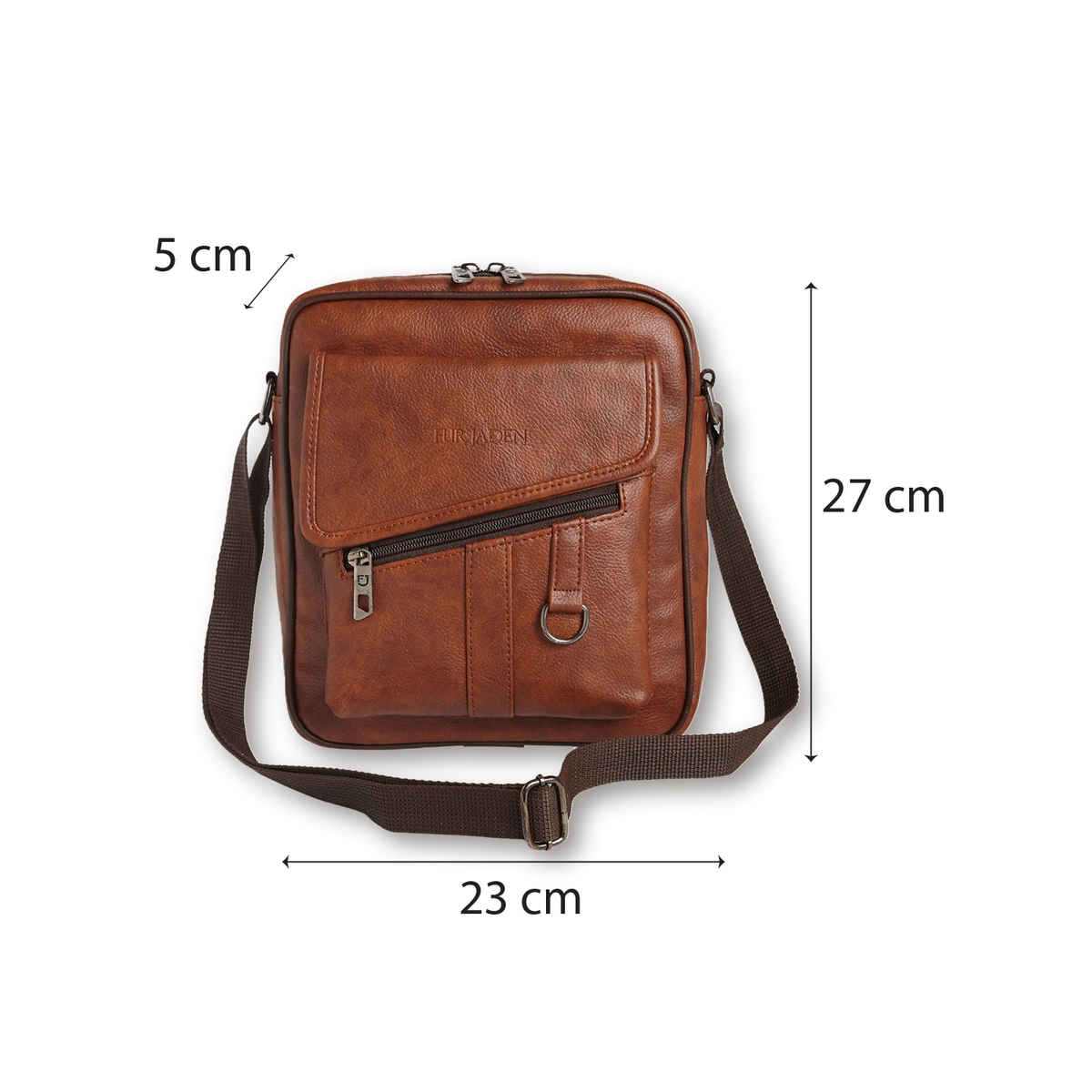 Fur Jaden Unisex Solid Vegan Leather Crossbody Bag | Tan