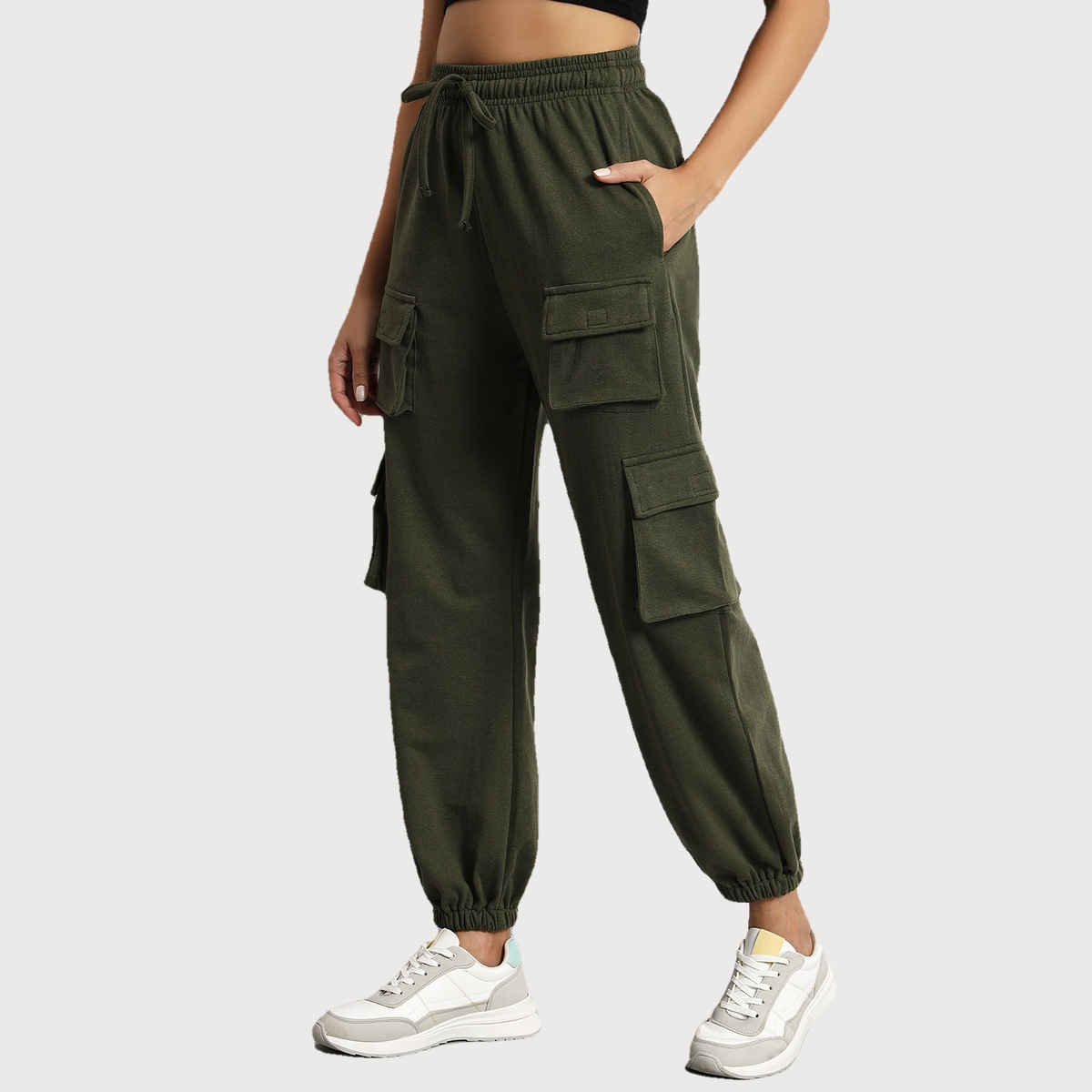 Q-rious Women's SkyTrek Cargo Joggers | LYM-CARGO | Olive - 34