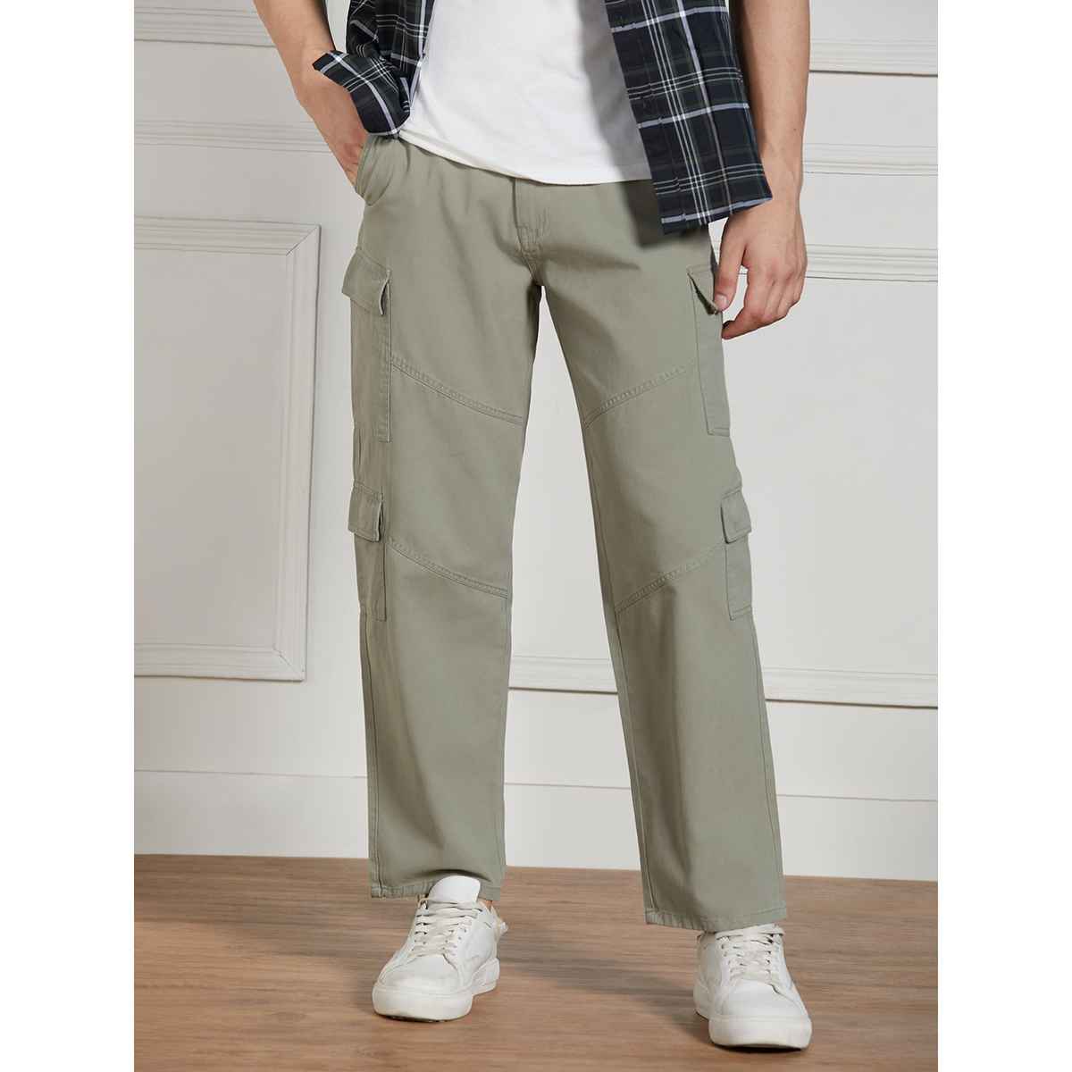 Dennis Lingo Men's Loose Fit Cargos Trousers | DLMCTS24006 SG-32 | Sage Green - 32