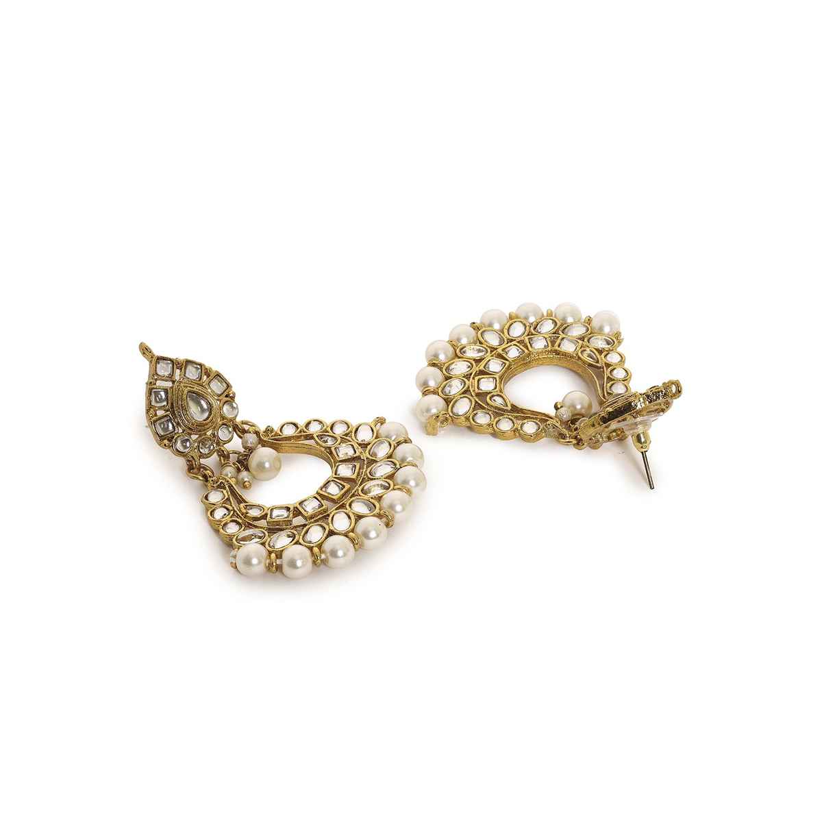 Priyaasi Rodium Plated American Diamond Mint Stone Studded Drop Earrings