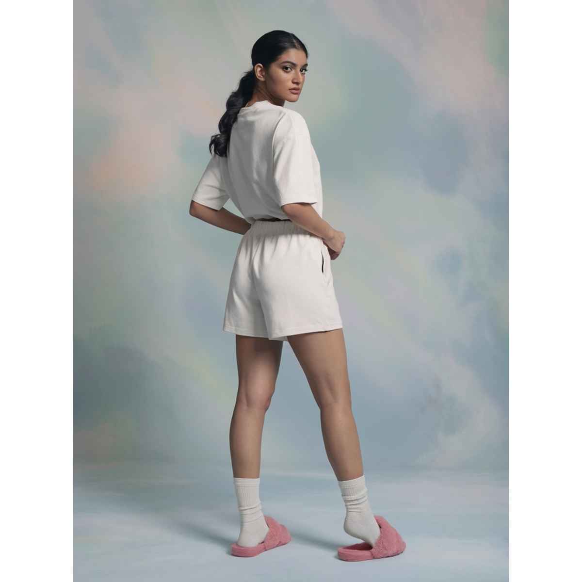 Fflirtygo Women's Cotton Sleep Tees Loungewear Fssc | Moody White | XL