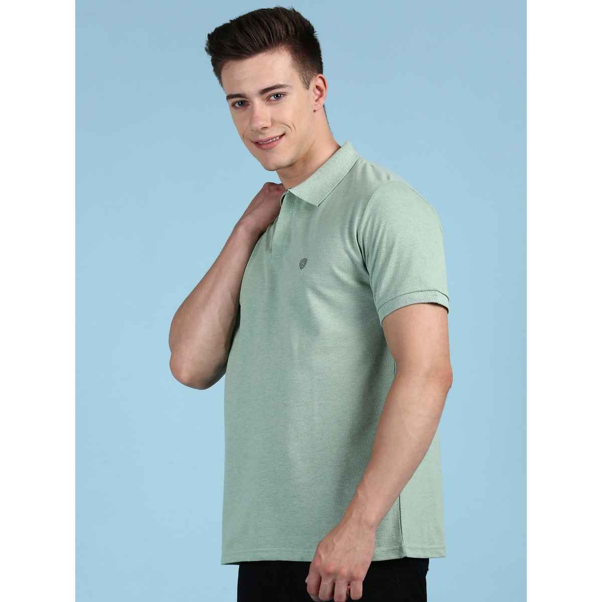 Lux Cozi Men's Solid Cotton Polo T-shirt | Mint Green - XL