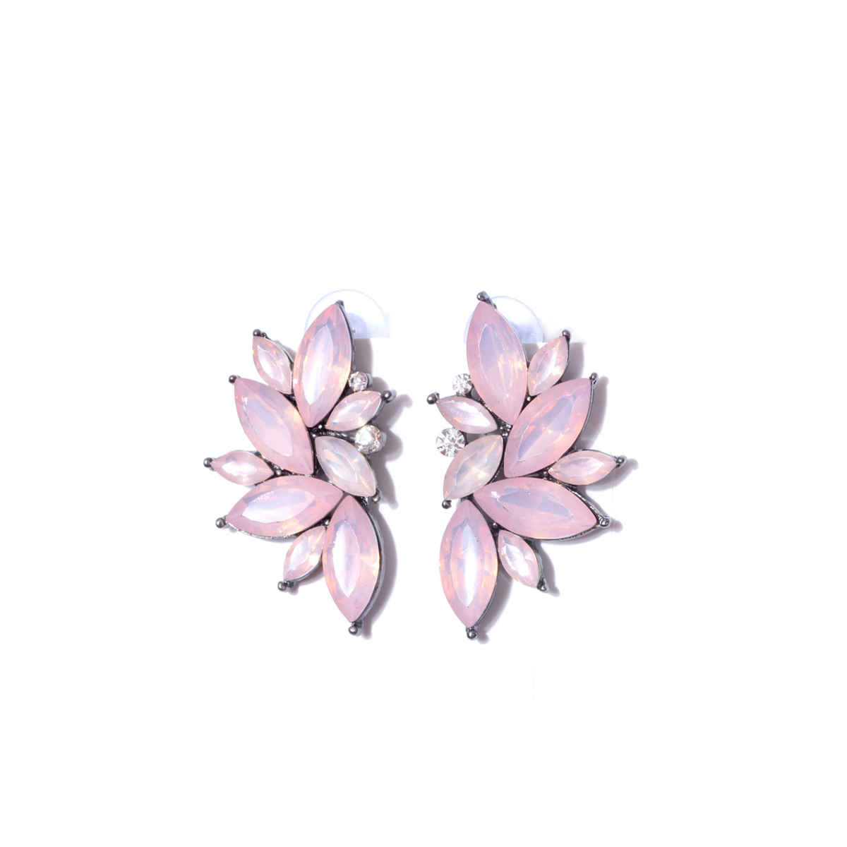 Yellow Chimes Silver-Plated & Pink Floral Studs Earrings