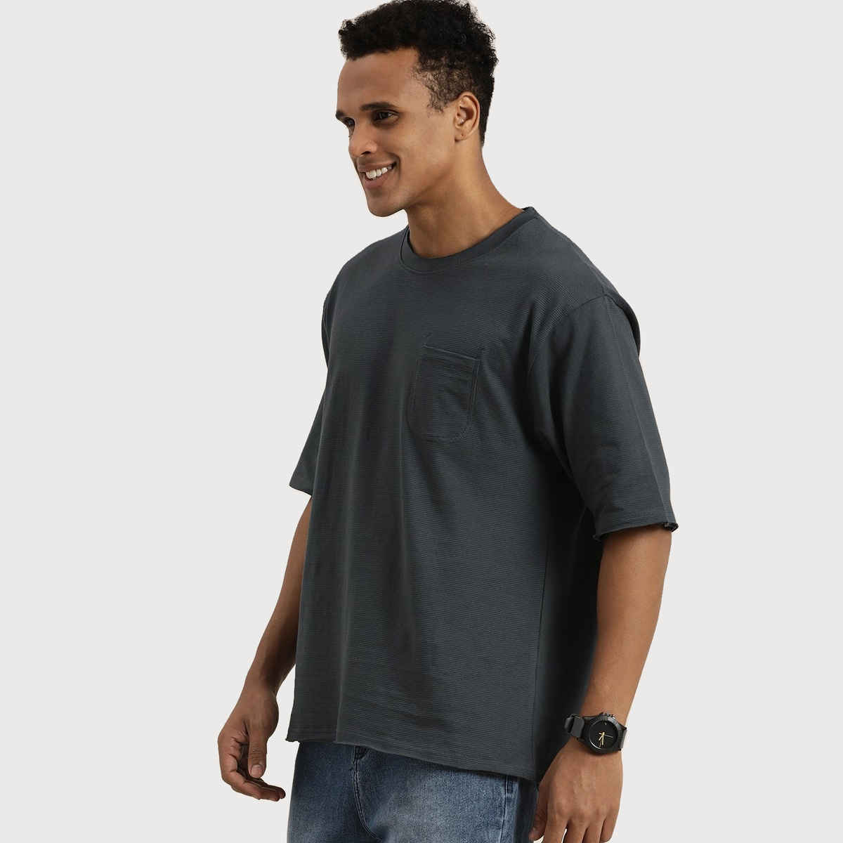 Dillinger Men's Pure Cotton Pockets Oversized T-shirt | Grey - XL