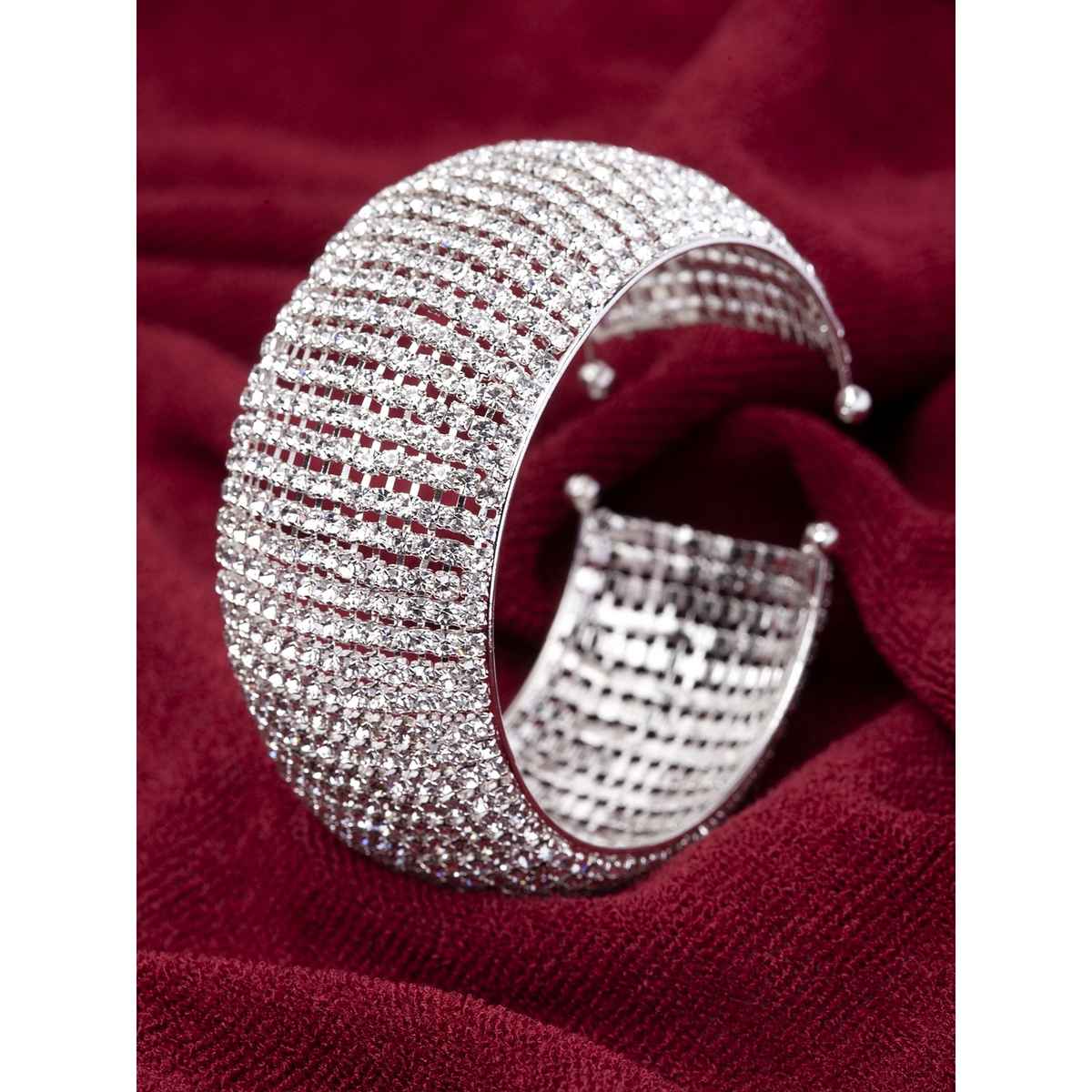 Shining Diva Fashion Silver Plated Cubic Zirconia Crystal Bracelet for Women and Girls | 11429b