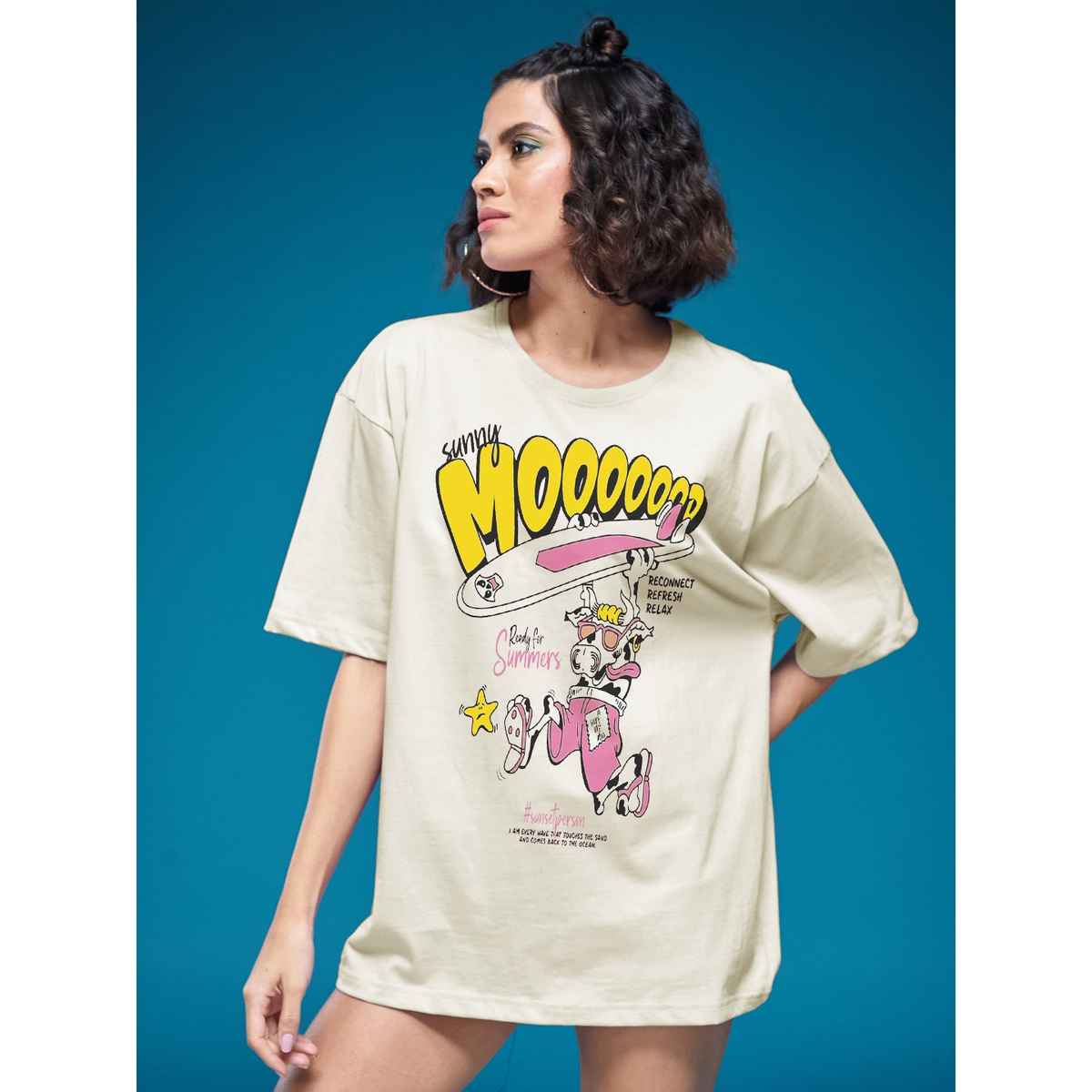 Smartees Womens Oversize Printed T-shirt | WW - 2060 | Skin | L