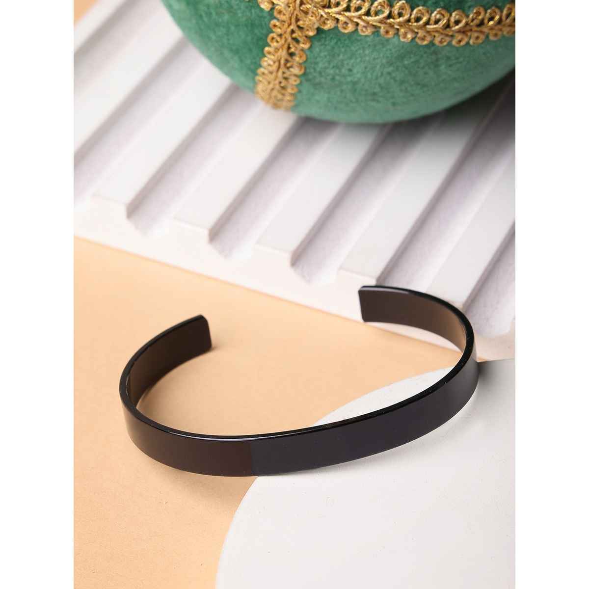 NVR Men's Black Rhodium-plated Stainless Steel Cuff Bracelet | NVR2369