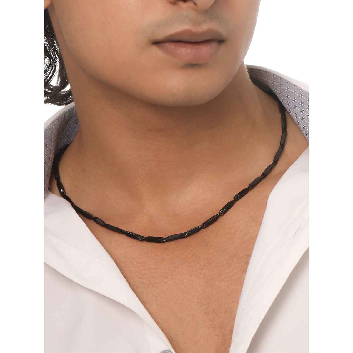 NVR Men's Black - Toned Stainless Steel Rhodium Plated Chain | NVR2114