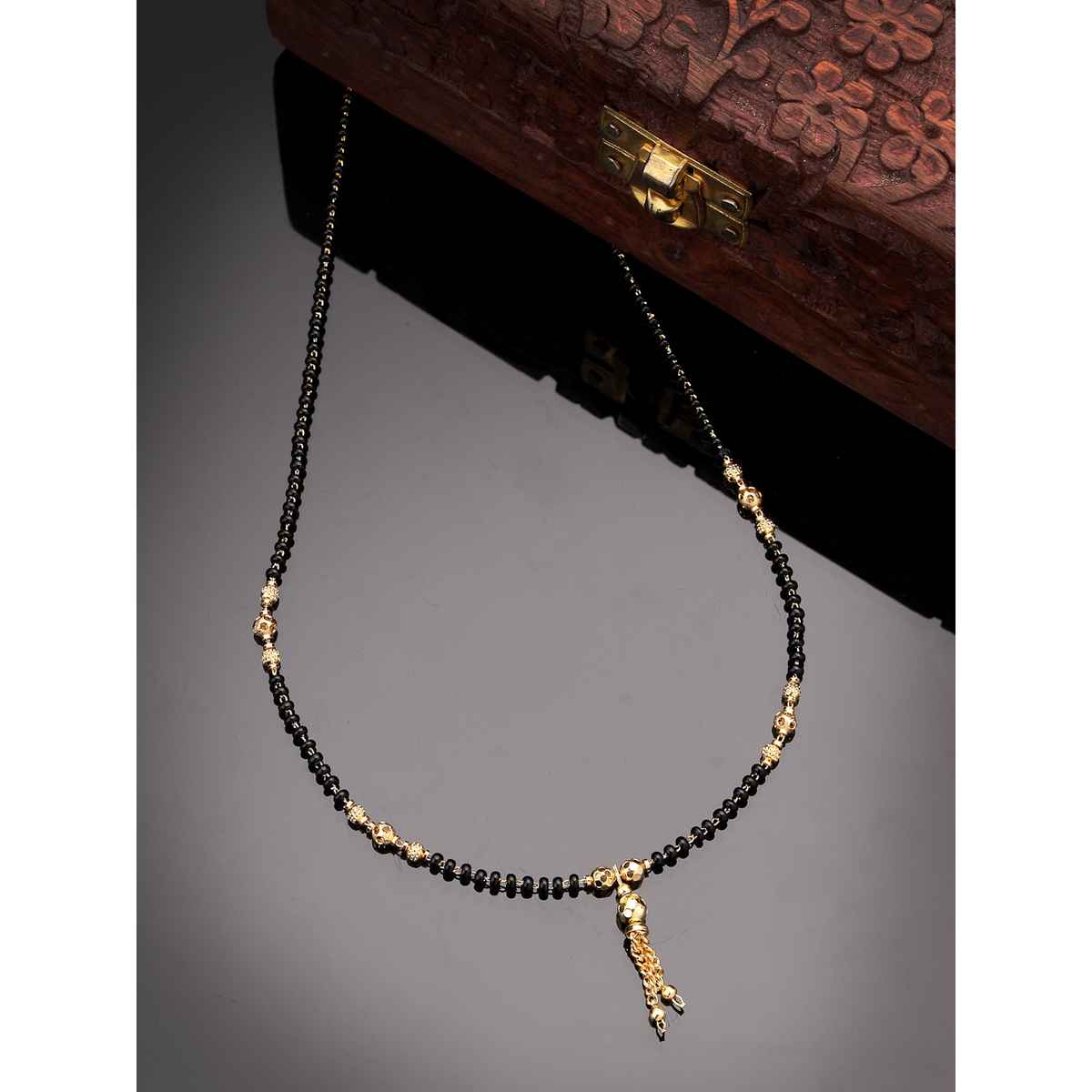 NVR Black Gold Plated Beaded Mangalsutra | NVR2144