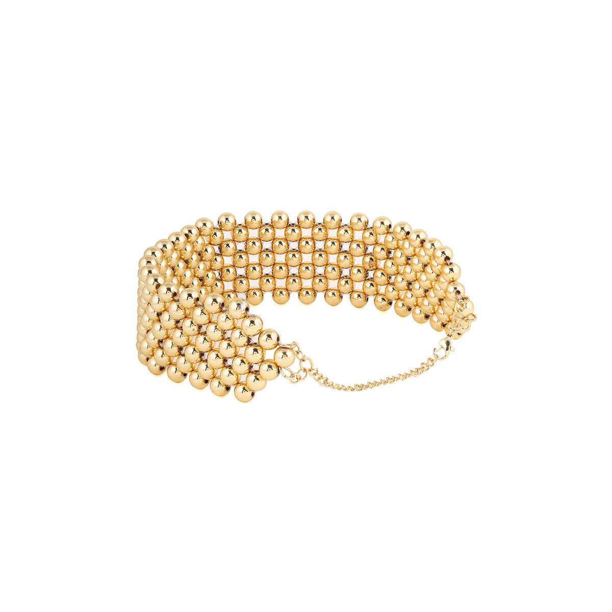 Priyaasi Gold Beaded Sequenced Gold Plated Choker Necklace