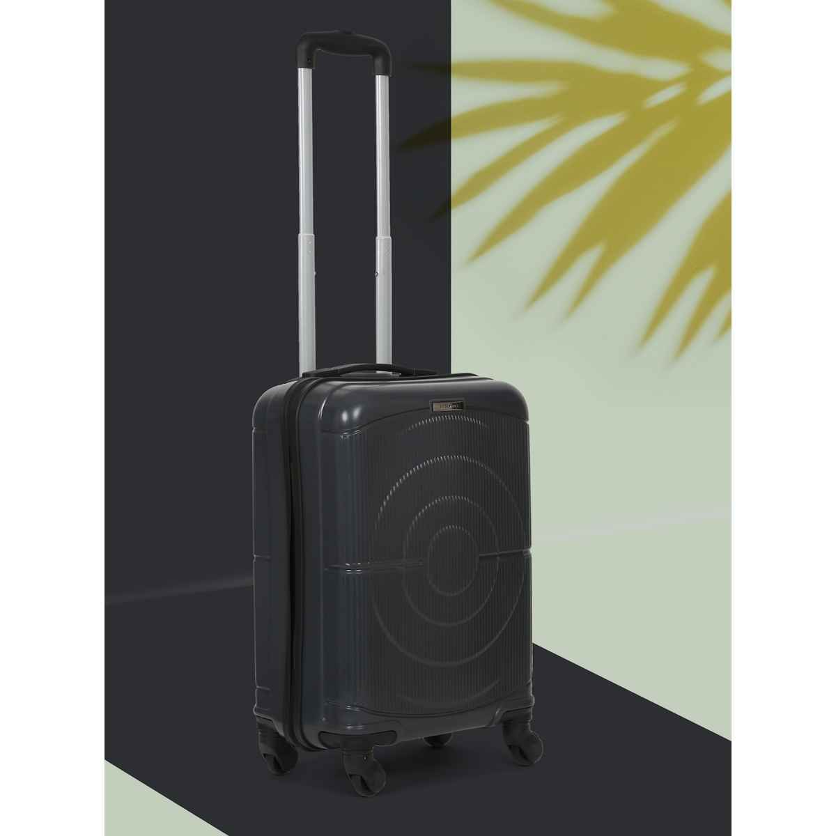 Teakwood Textured PP 40 L Retractable Hard Luggage | Grey - 55 cm