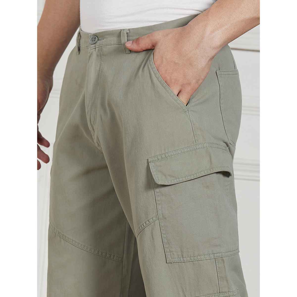 Dennis Lingo Men's Loose Fit Cargos Trousers | DLMCTS24006 SG-32 | Sage Green - 32