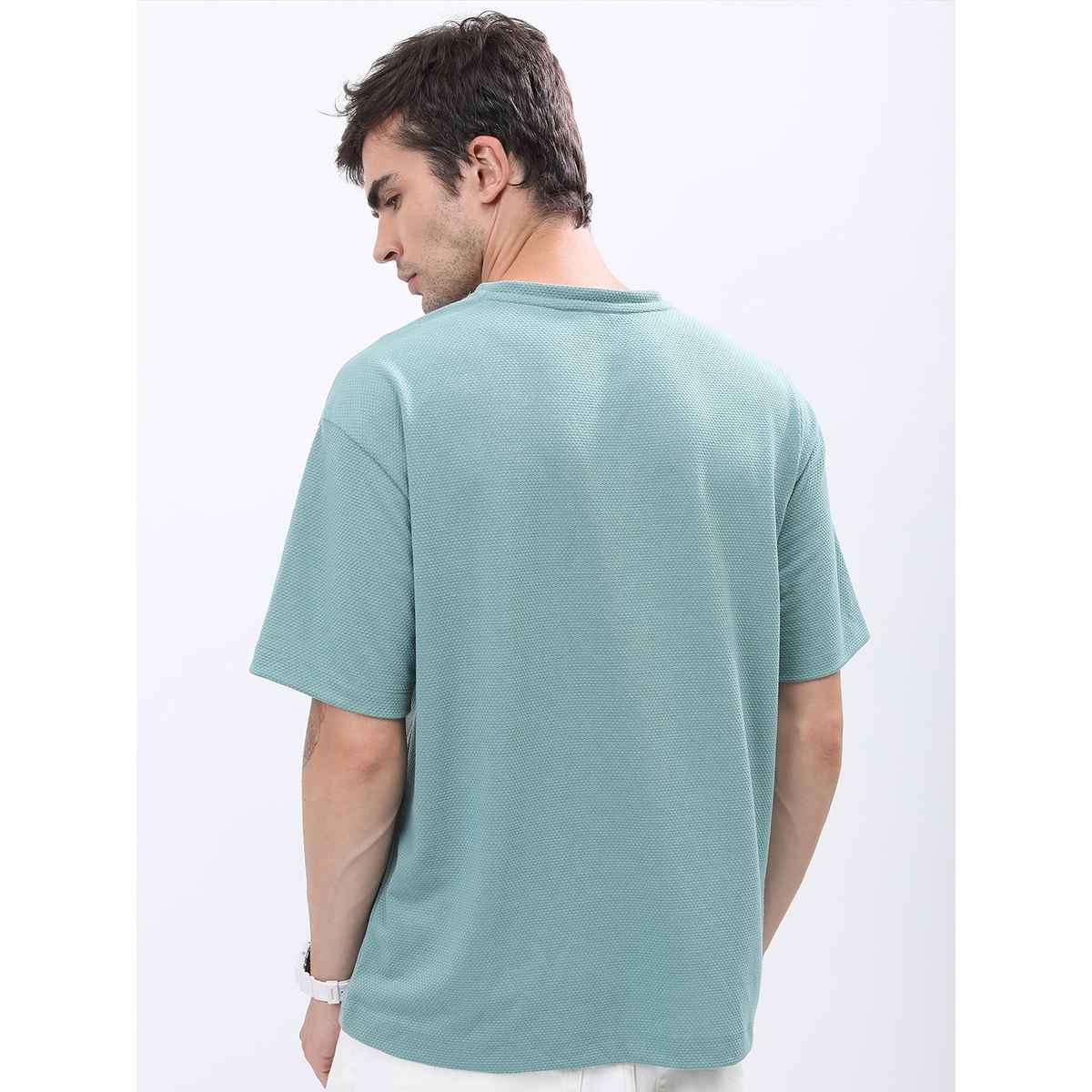 HIGHLANDER Men's Popcorn Structured Oversized T-shirt | Sea Green - M