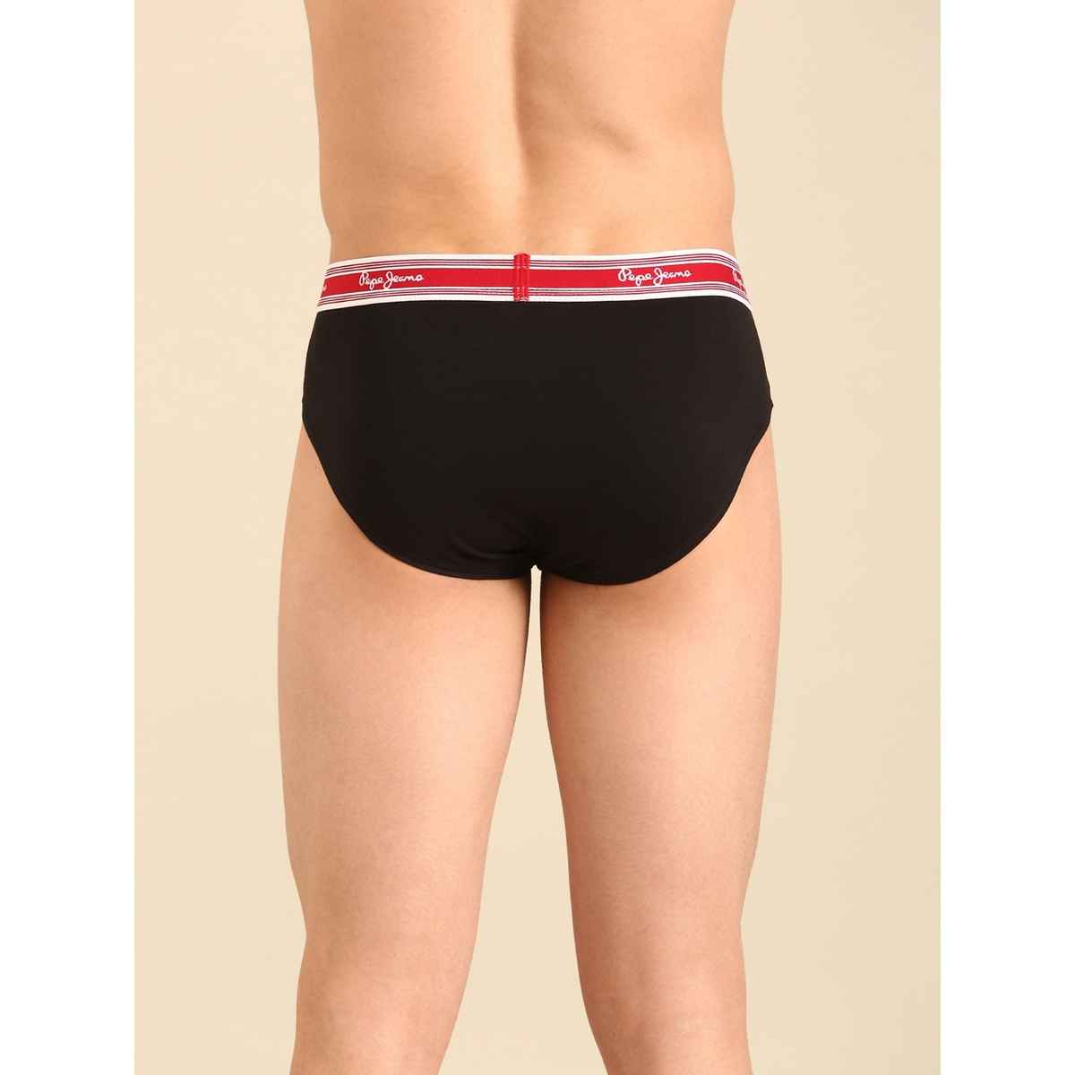 Pepe Jeans Mens Black 100% Cotton Solid Brief - Pack of 1 (S) Comfort Fit, Soft Fabric, Breathable