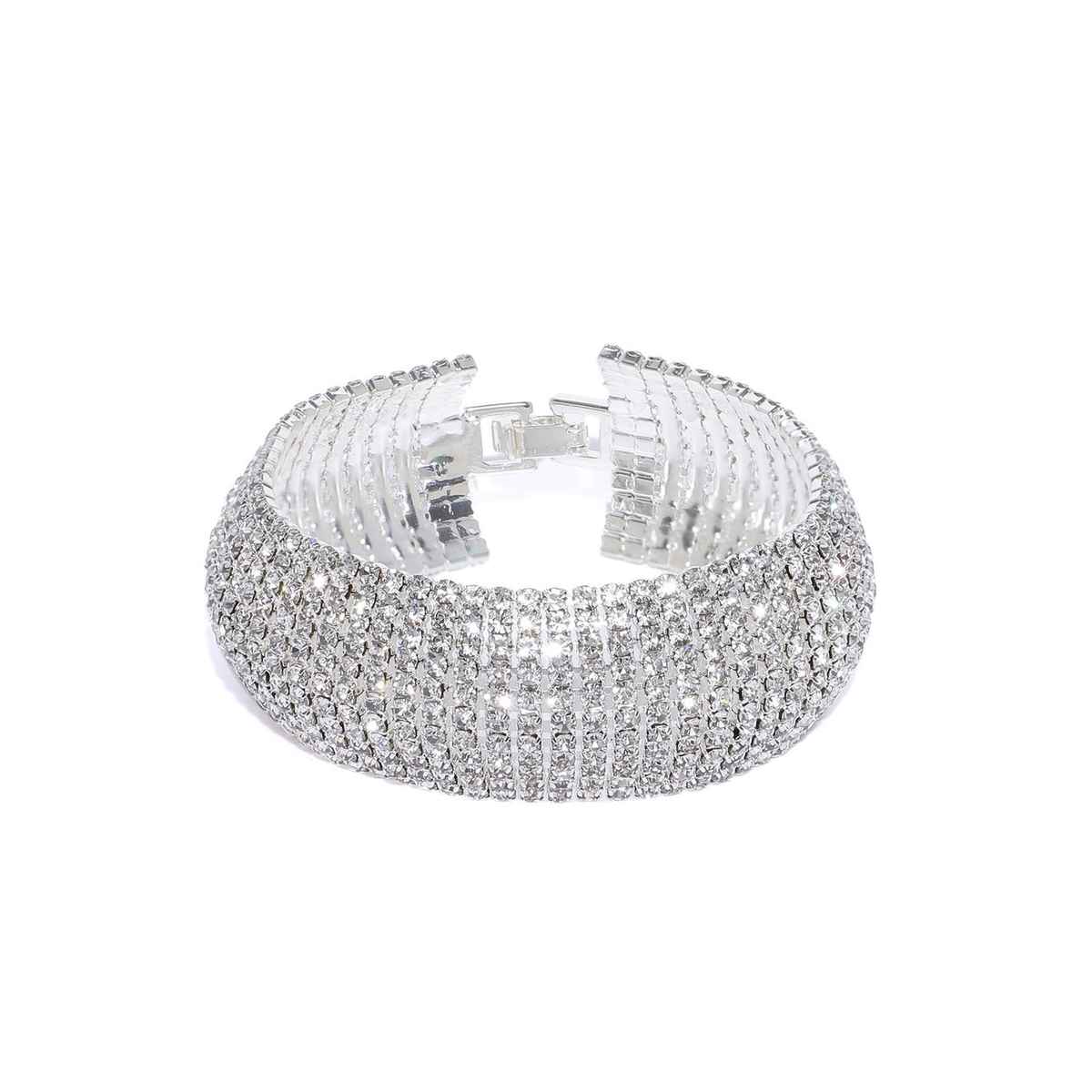 YouBella Silver Plated Stylish Latest Crystal Bracelet Bangle for Girls & Women (YBBN - 91647)