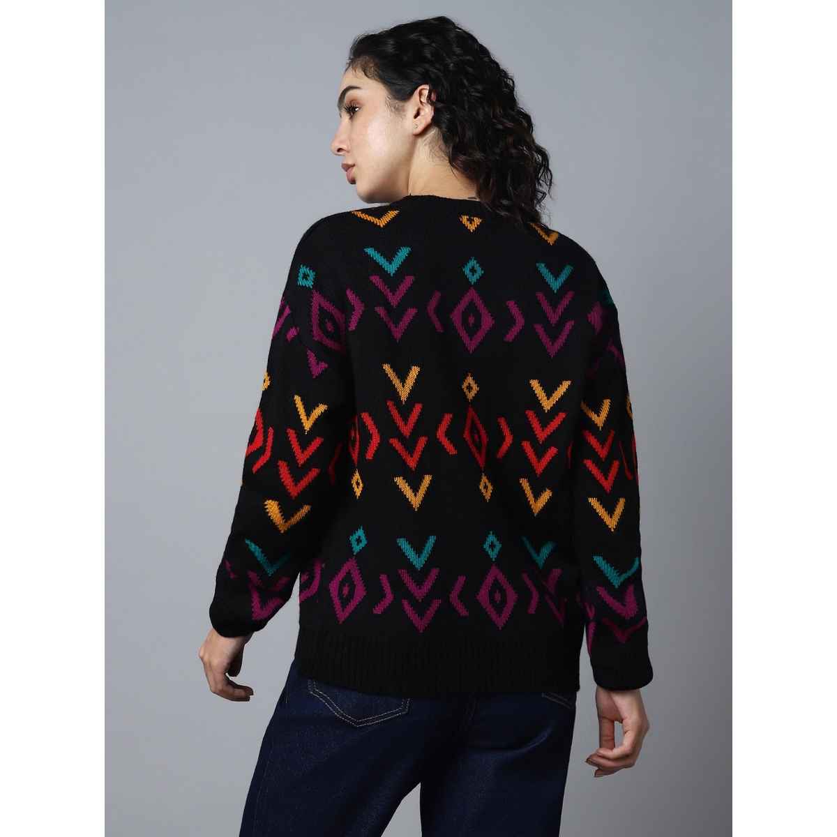 High Star Women's Geometric Printed Pullover | Black - S