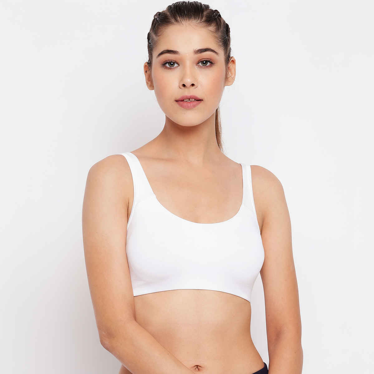 Enamor Women's SB06 Cotton Lounge Sports Bra | High Coverage | Non Padded | White | XXL
