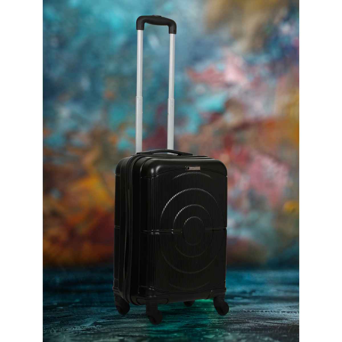 Teakwood Textured PP 48 L Telescopic Hard Luggage | Black - 55 cm