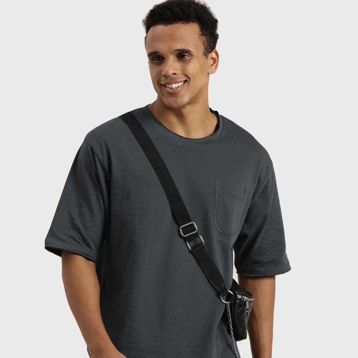 Dillinger Men's Pure Cotton Pockets Oversized T-shirt | Grey - XL