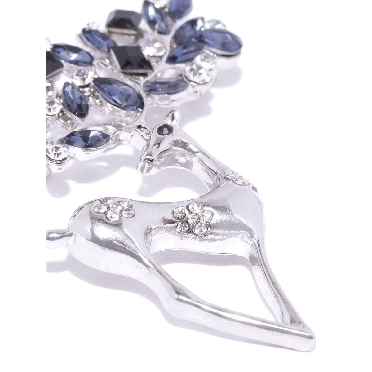 Youbella Crystal Jewellery Silver Plated Brooches For Women (Silver) (Yb - Brooch - 78)