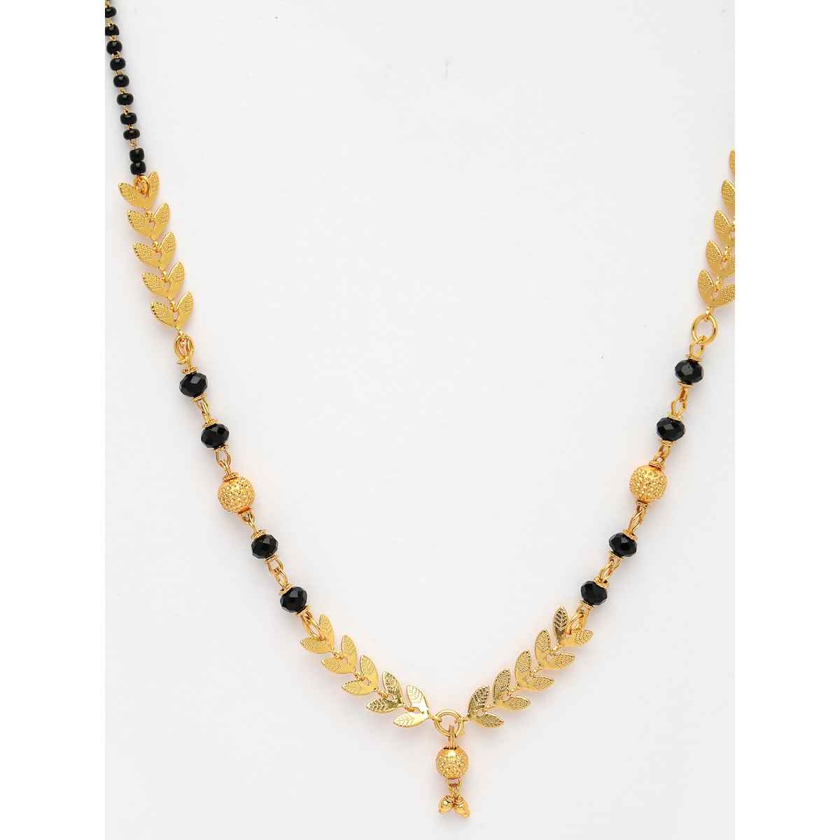 NVR Women's Short Mangalsutra Designs Gold Plated & Black Beaded Mangalsutra | NVR2722