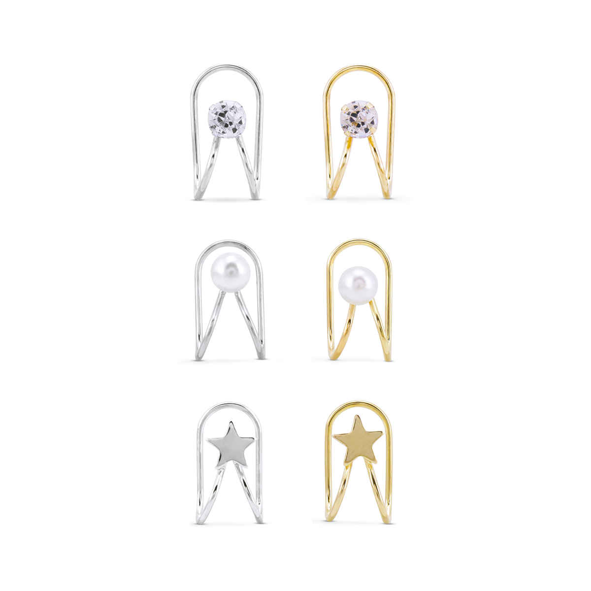 Yellow Chimes Gold-Toned Contemporary Studs Ear Cuffs