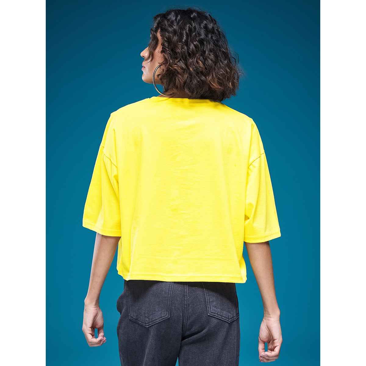 Smartees Womens Oversize Printed T-shirt | WW - Boxy - 3005 | Lemon - XL