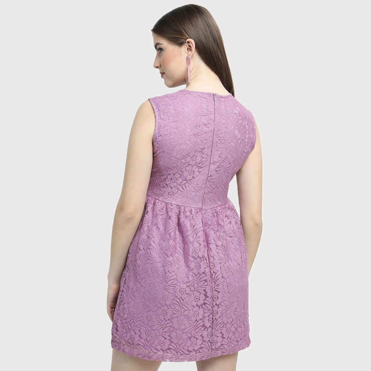 Tokyo Talkies Women's Skater Above Knee|Mid Thigh Length Dress | Purple - S