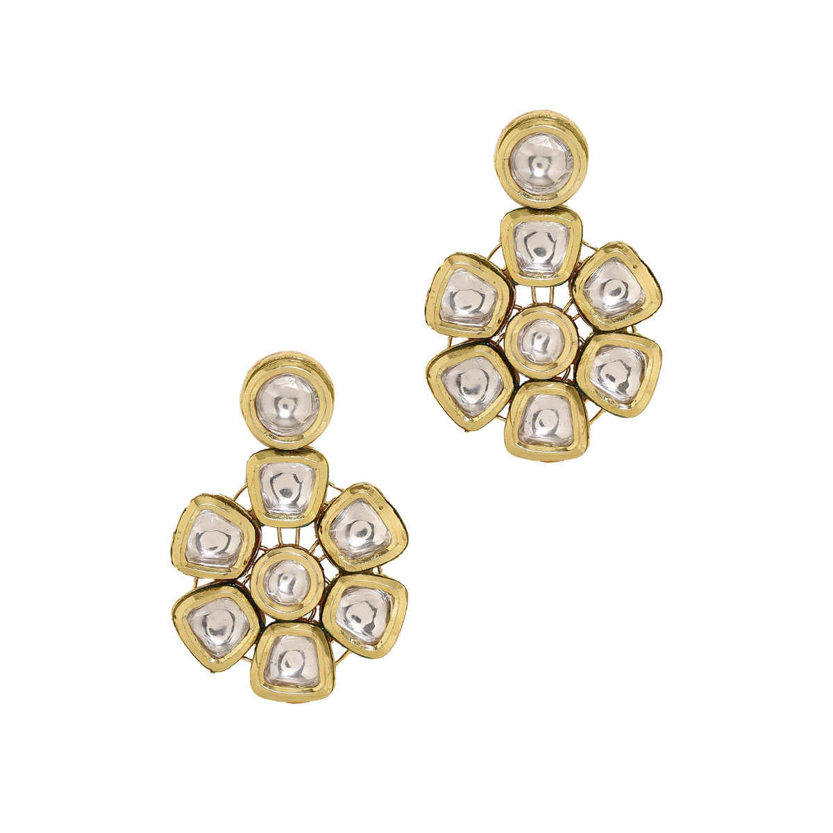 Priyaasi Dazzling Drop Earrings With Kundan And Floral Elegance