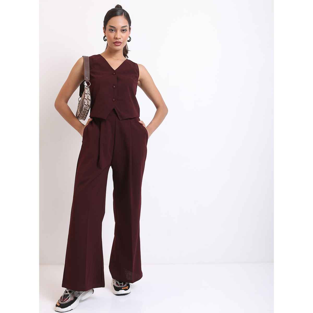 Ketch Women Waistcoat With Pant Co-ords | Purple | XL