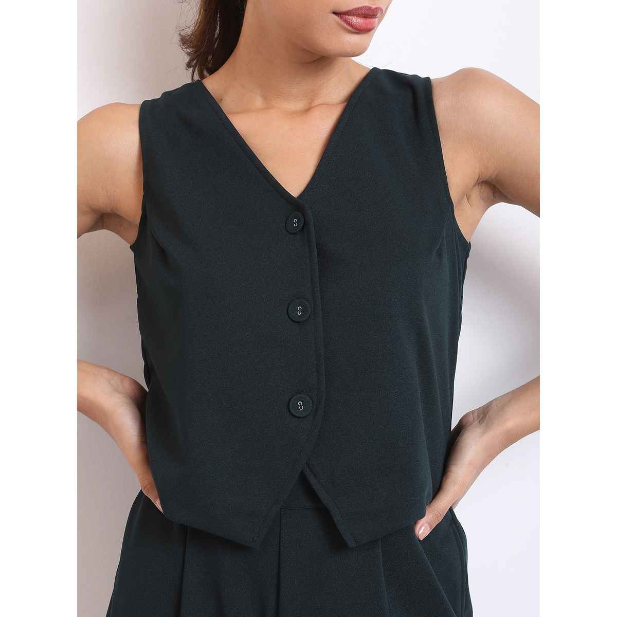 Ketch Women Sleeveless Waistcoat Wide Leg Trousers Co-ords | Blue | L