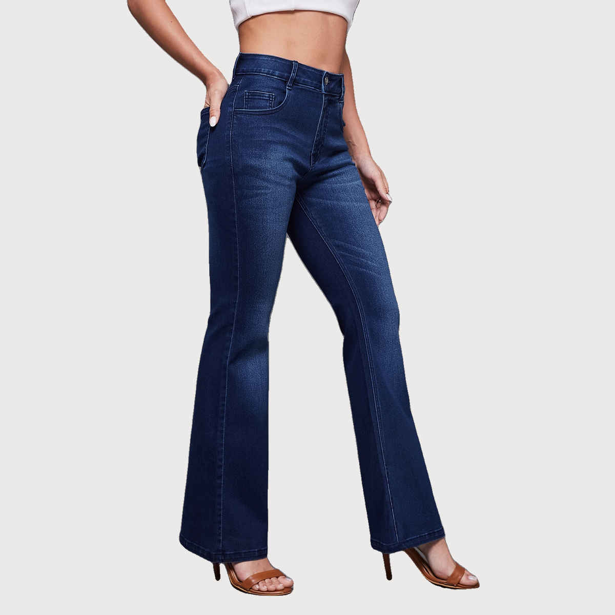 Miss Chase Meraki Soul Midrise Bootcut Jeans | Navy Blue | 30