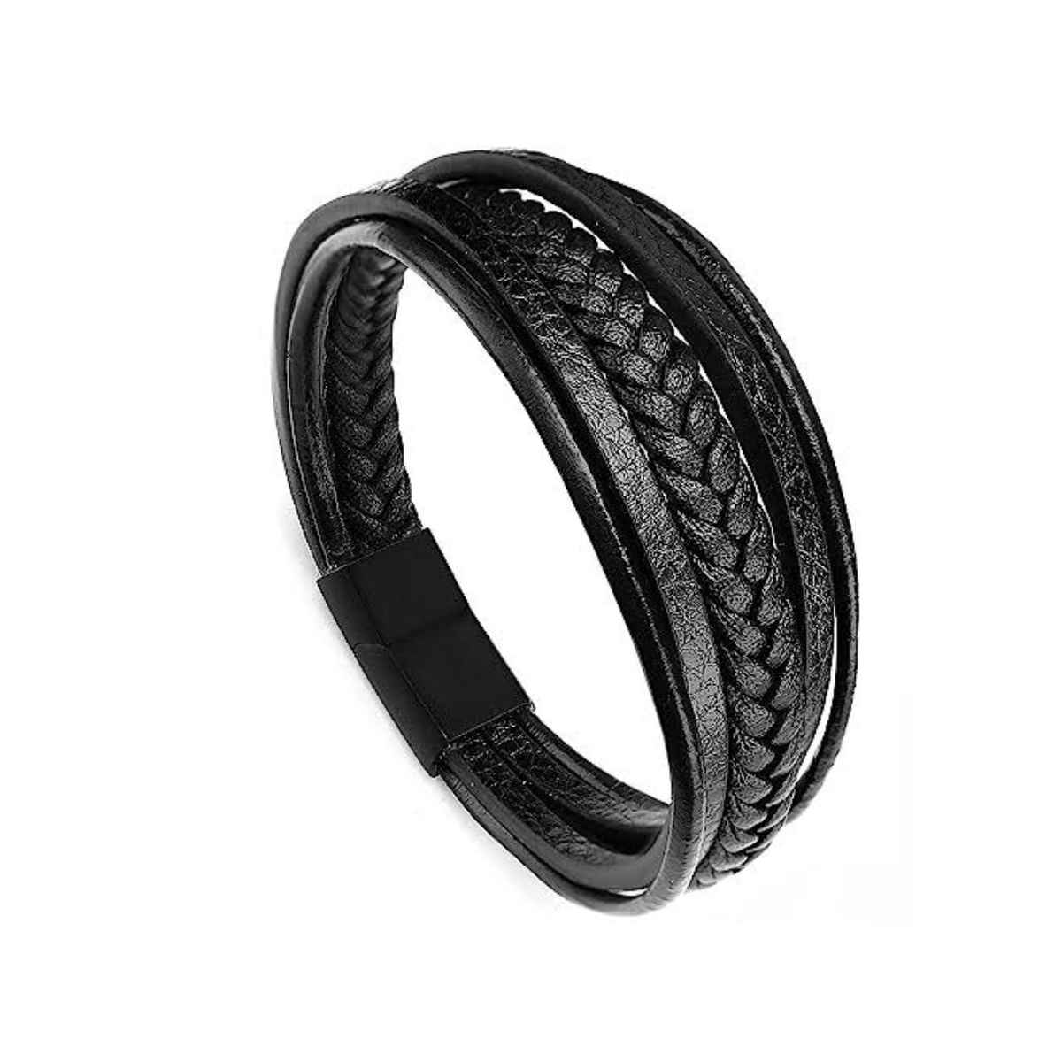 YouBella Bracelets for Men and Boys Black Leather Bracelet (YBBN - 92148)