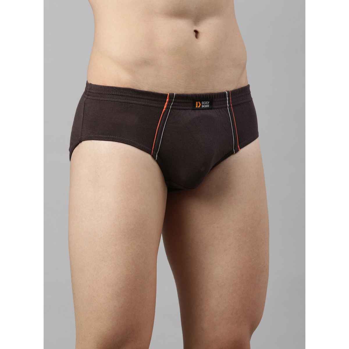 Dixcy Scott Men's Solid 100% Combed Cotton | Outer Elastic Waistband Brief | Multicolour - L