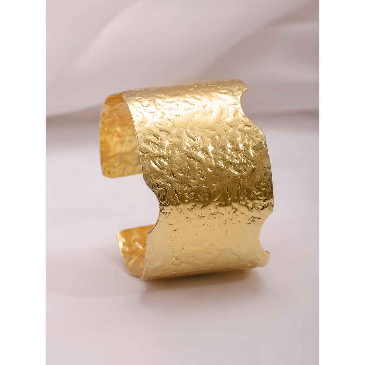 Rubans 22K Gold Plated Textured Stylish and Cuff Bracelet