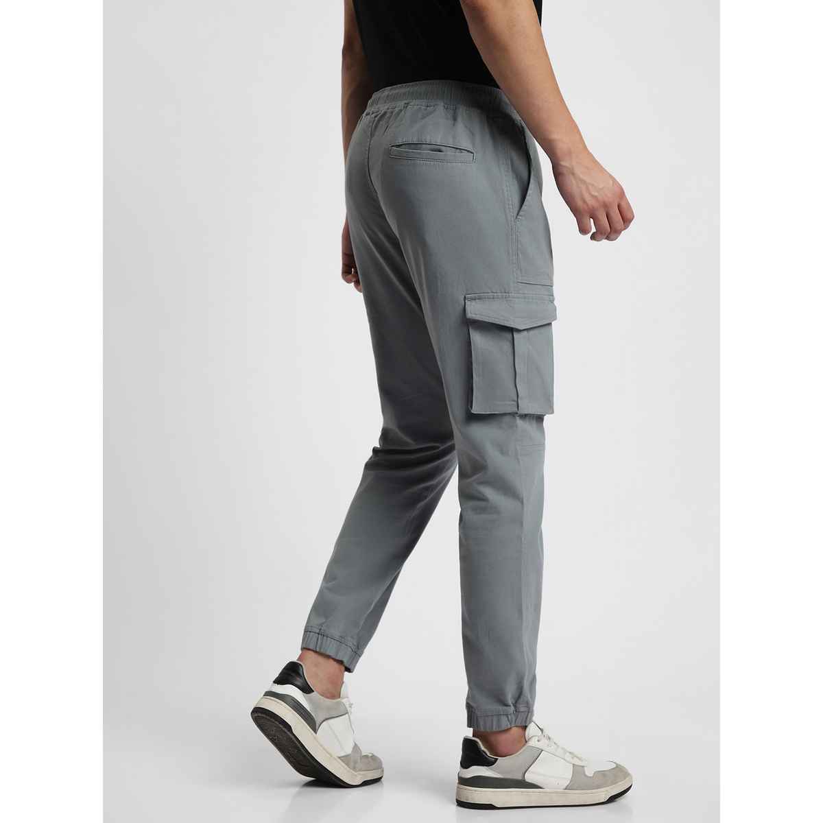 Dennis Lingo Men's Mid-Rise Plain Joggers | DLMWTS23033 AQ-36 | Aqua | 36