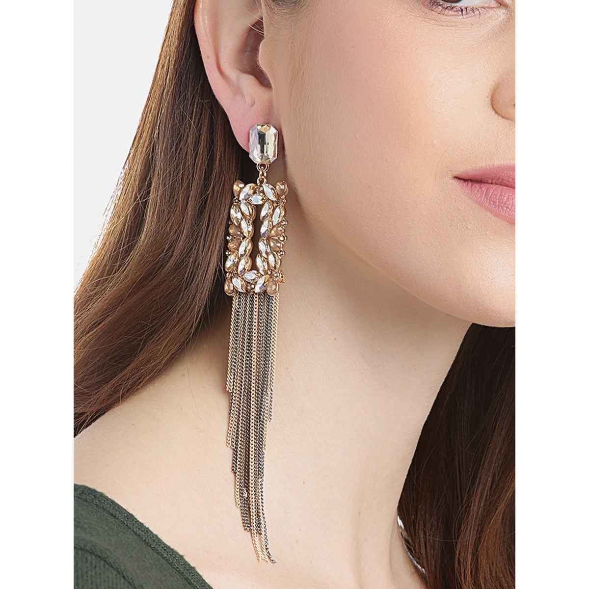Youbella Jewellery Earings Crystal Tassel Handmade Earrings For Girls And Women (Brown)(Ybear - 32804)