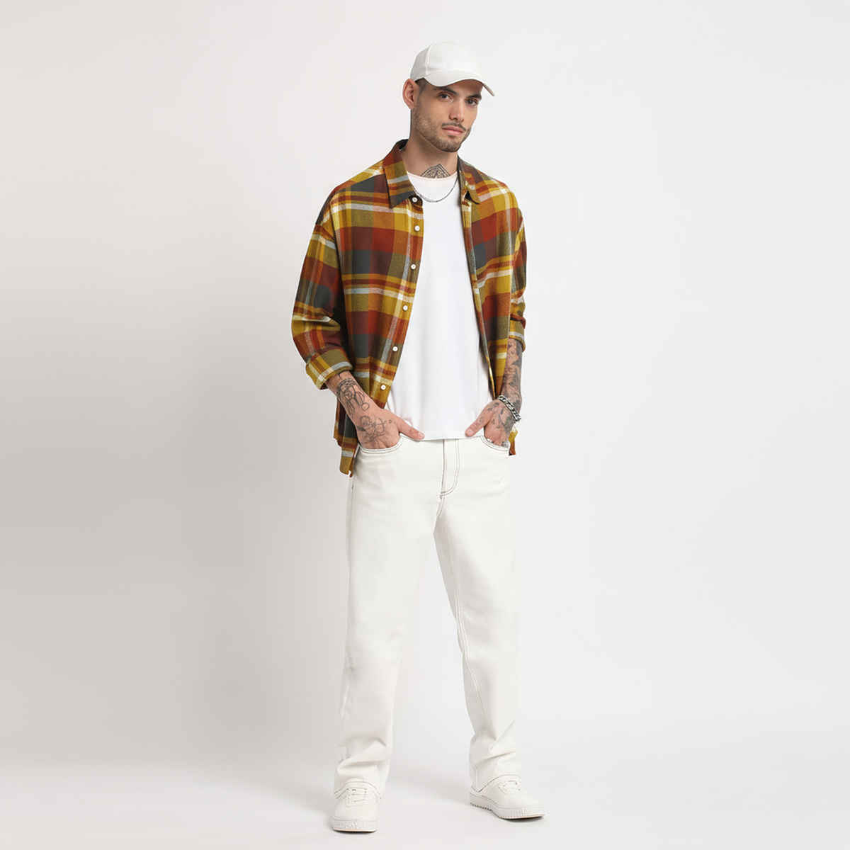 THE BEAR HOUSE Men's Checked Regular Fit Cotton Casual Shirt | TBH-MELA-MC | Multicolour - S