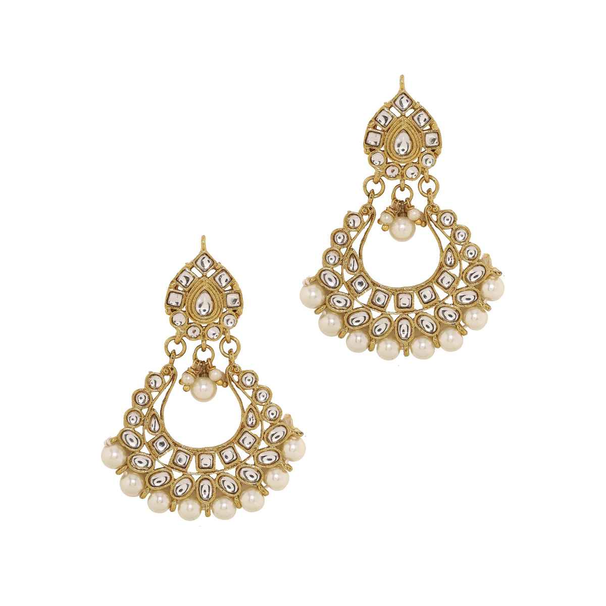 Priyaasi Rodium Plated American Diamond Mint Stone Studded Drop Earrings