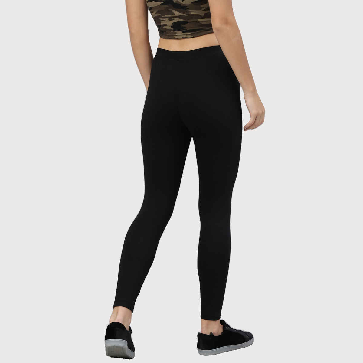 Kryptic Women's Cotton Stretch Solid Ankle Length Legging | Black - XL