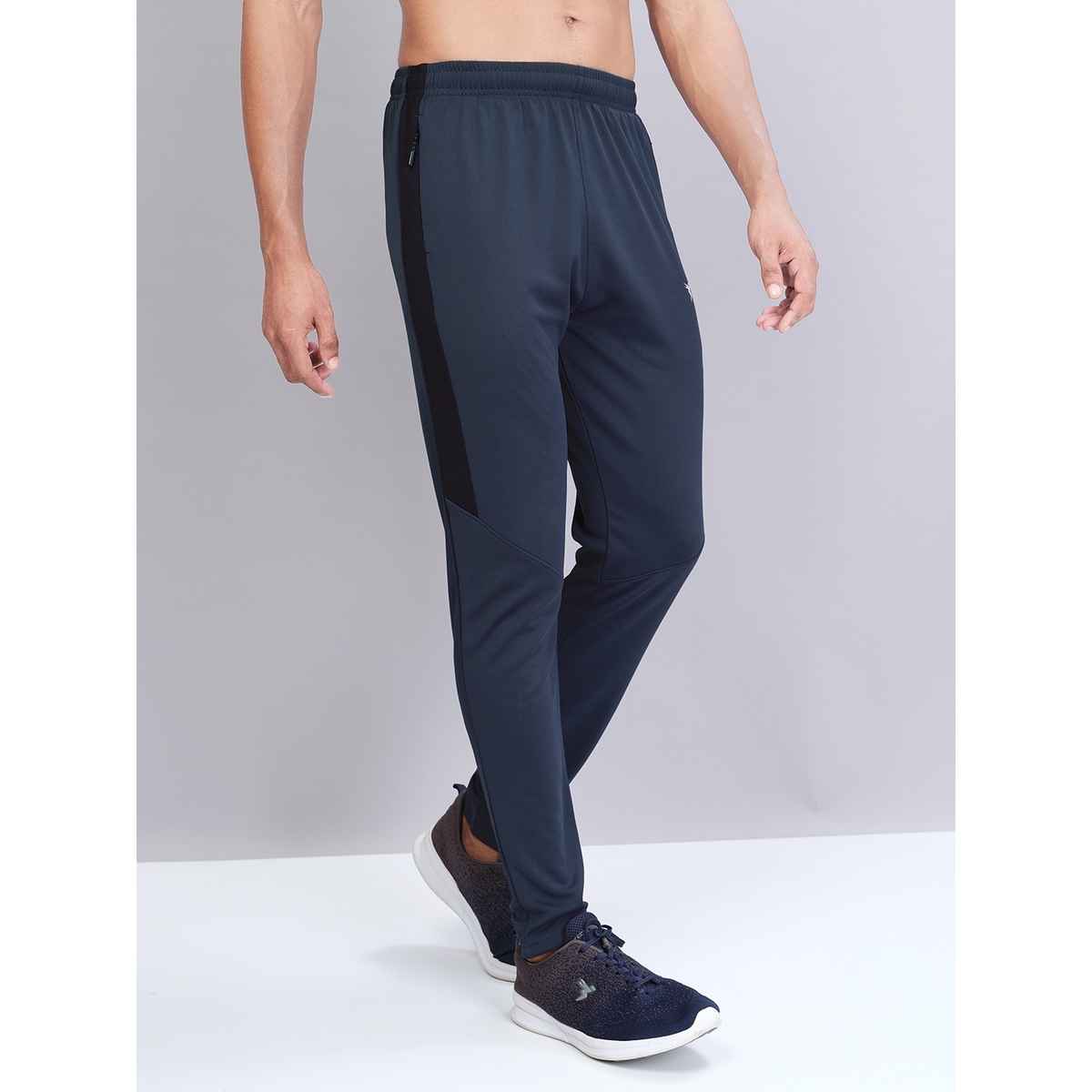 Technosport Men Poly Solid Slim Fit Sports Trackpants with TECHNO DRY | Dark Carbon | L