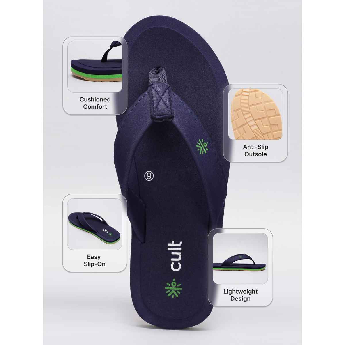 cult Men's Vetra Flip Flops | Navy - UK 6