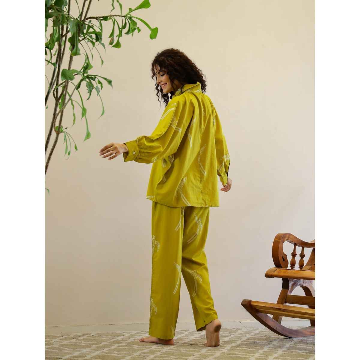 Sanskrutihomes Women Printed Mustard Night Suit SE-NSP-715 | S