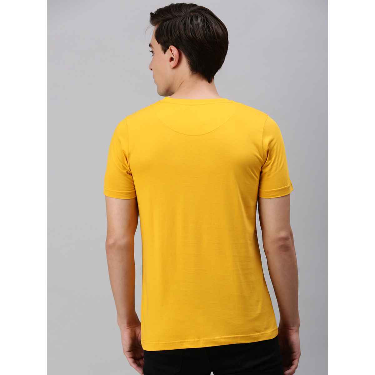Onn Men's Platina Pure Comfort Supima Cotton Round Neck T-Shirt | Mustard - M