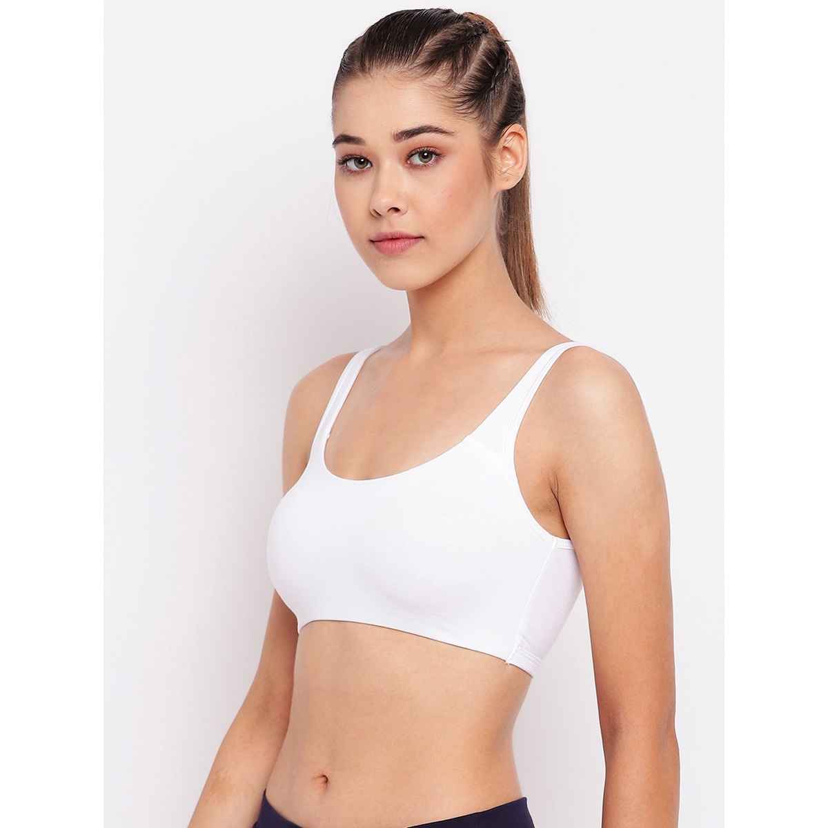 Enamor Women's SB06 Cotton Lounge Sports Bra | High Coverage | Non Padded | Wirefree | White | S