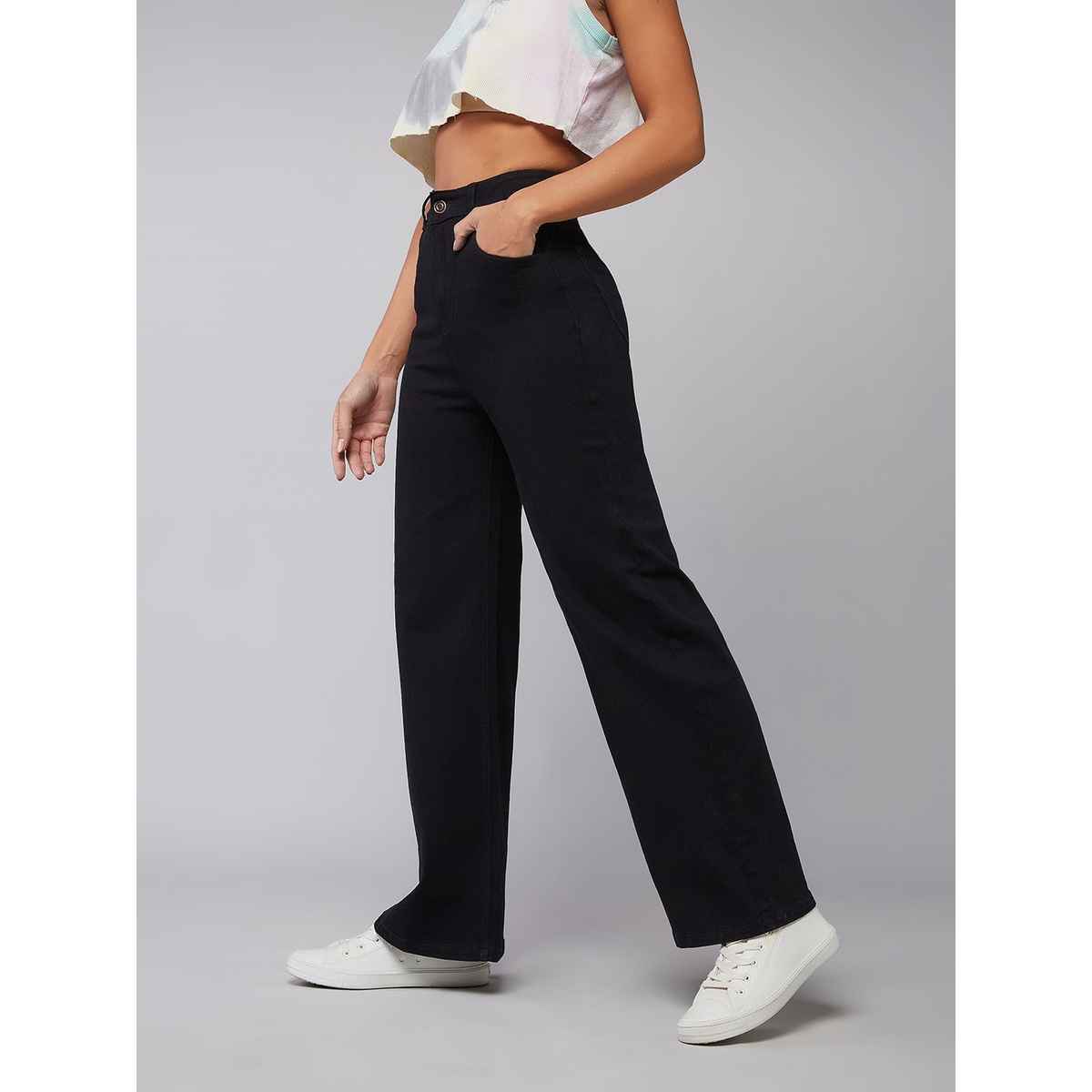 Miss Chase Sweet Gangster Wide Leg Denim Jeans Ebony | Black | 32