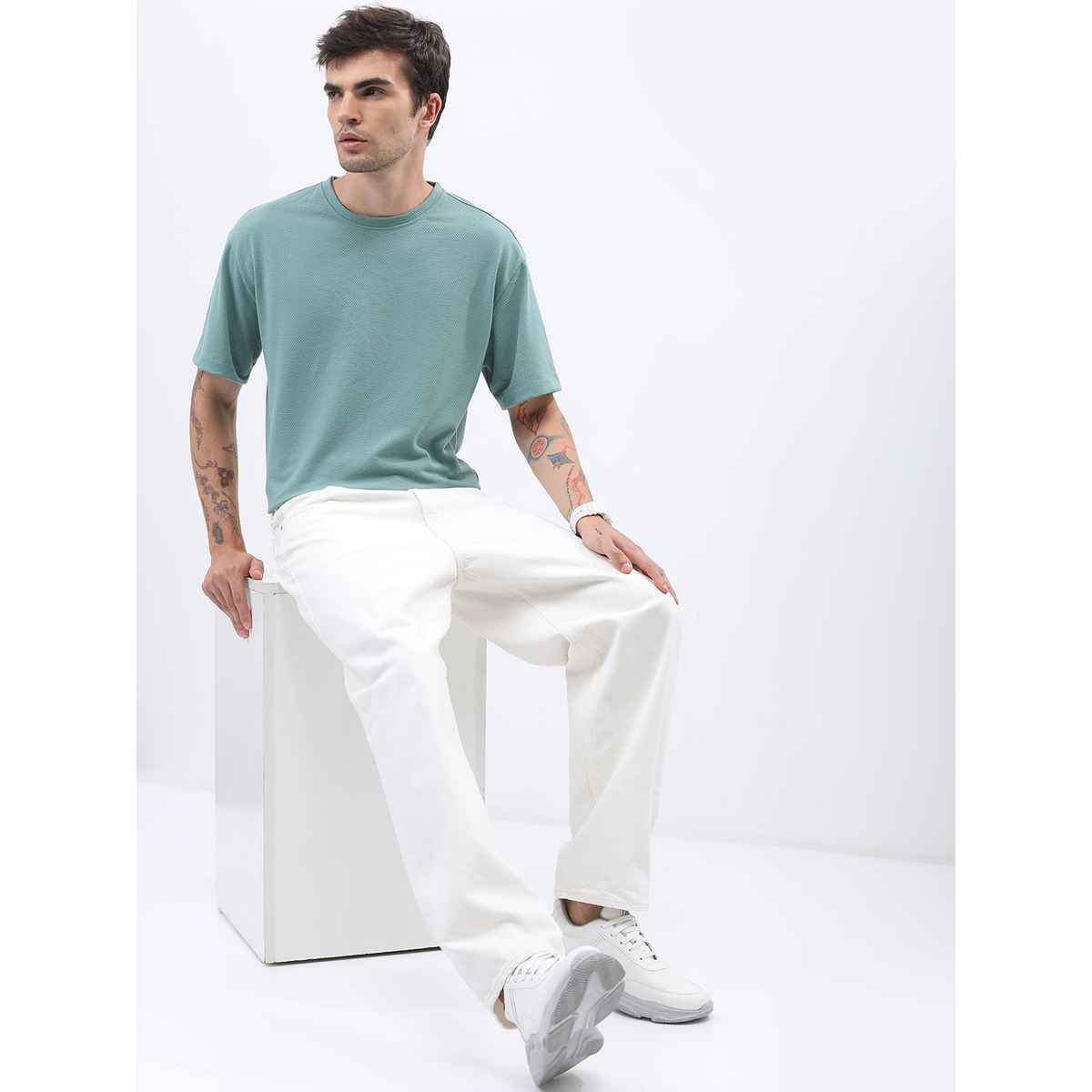 HIGHLANDER Men's Popcorn Structured Oversized T-shirt | Sea Green - M