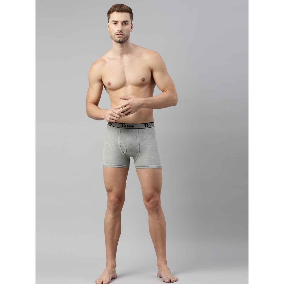 Dixcy Scott Men's Solid 100% Combed Cotton Durable Outer Elastic Trunk | Multicolour - S