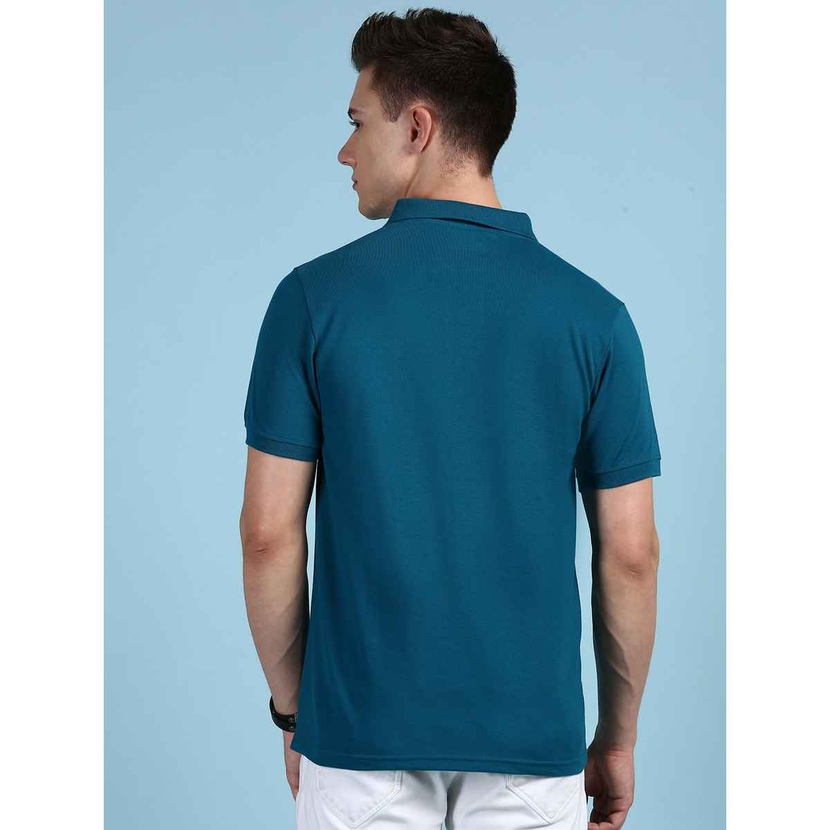 Lux Cozi Men's Solid Cotton Polo T-shirt with Pocket | Emerald - S
