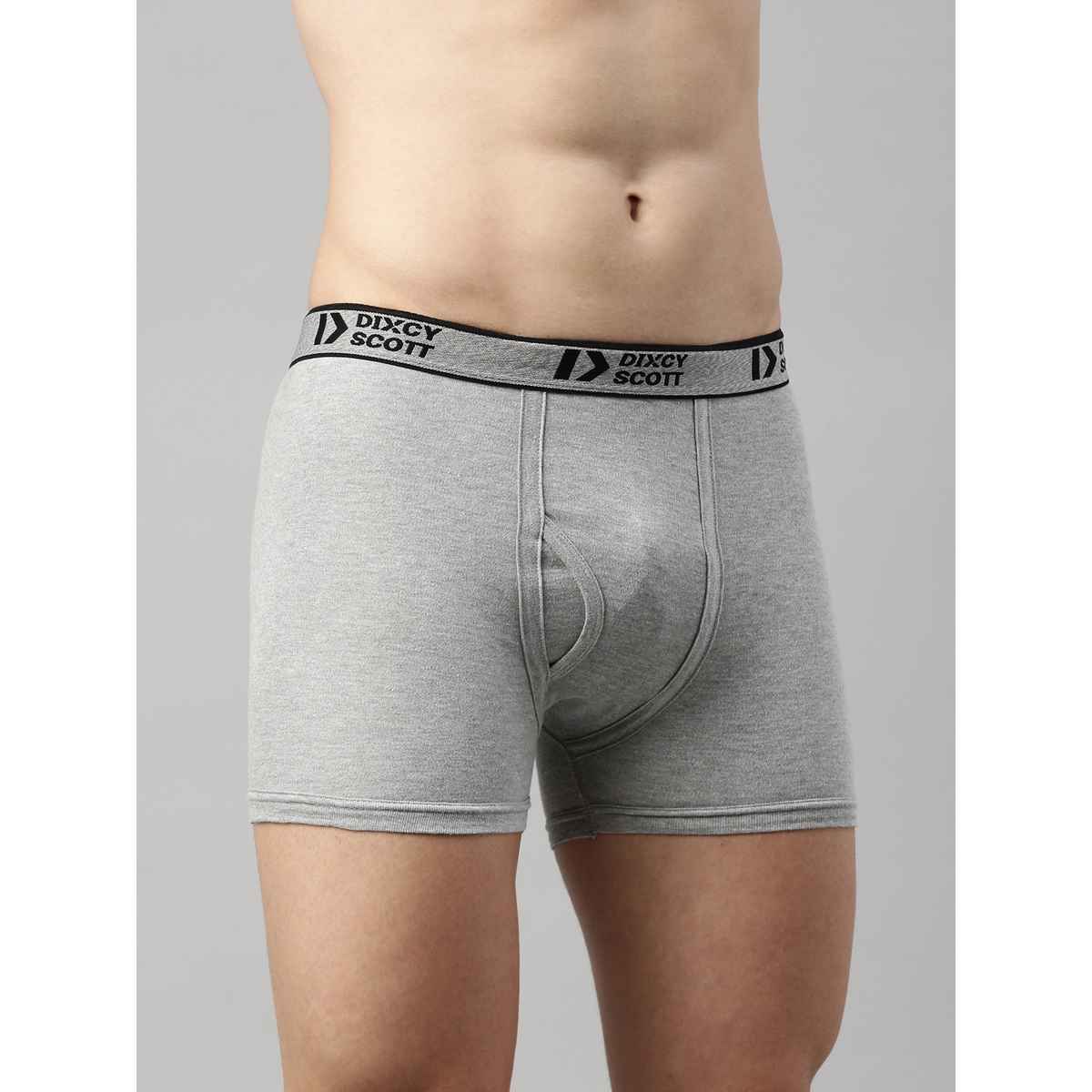 Dixcy Scott Men's Solid 100% Combed Cotton Durable Outer Elastic Trunk | Multicolour - L